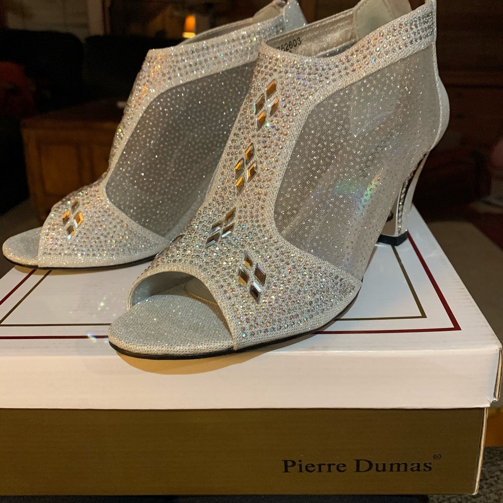 Silver sparkle mesh sandals